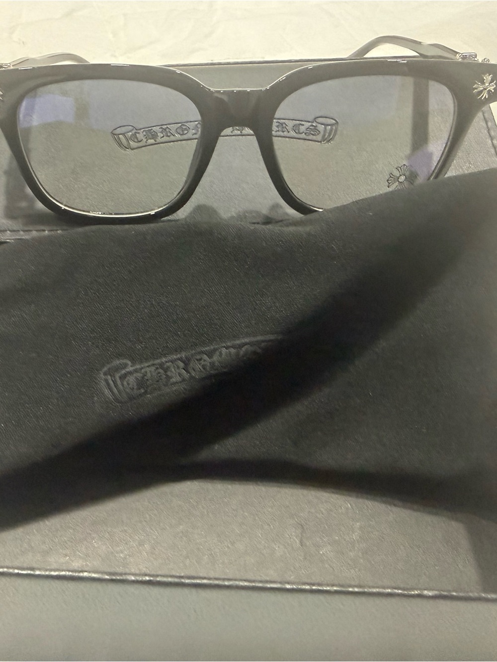 Chrome Hearts Black Sunglasses with Silver Detailing